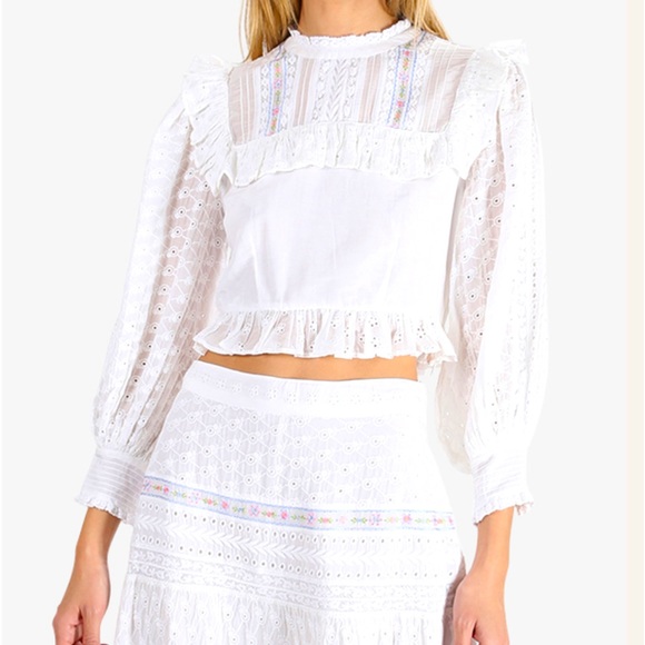 LOVESHACKFANCY Doreen Crop Top - Picture 2 of 14